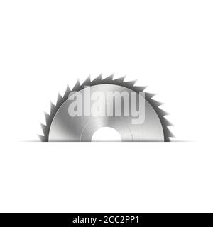 Realistic steel disc for circular saws, tools design elements. Isolated on white background, vector illustration. Stock Vector