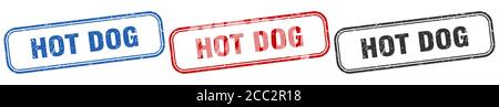 hot dog square isolated sign set. hot dog stamp Stock Vector