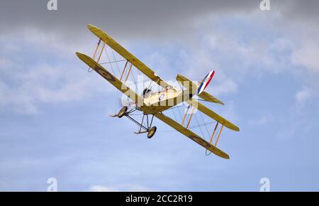 Royal Aircraft Factory BE2c airborne at Shuttleworth Drive in airshow on the 2nd August 2020 Stock Photo