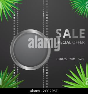 Metallic golden stage  realistic, round platform and realistic frame minimal background, 3d scene for product presentation or mockup. Sale promo podiu Stock Vector