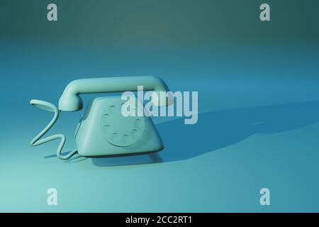 Turquoise old-fashioned telephone ringing, with space for text Stock Photo