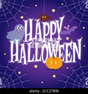 Happy Halloween lettering card. Cute vector illustration Stock Vector