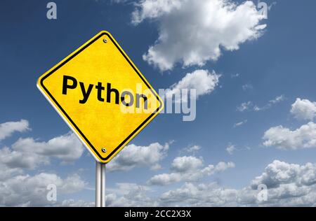 Python Programming Language - roadsign illustration Stock Photo