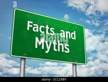 Facts and Myths - roadsign information Stock Photo