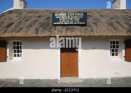 Burns Cottage , Alloway, Ayrshire, Scotland, August 2020 Burns Cottage, the first home of Robert Burns It was built by his father, William Burness Stock Photo