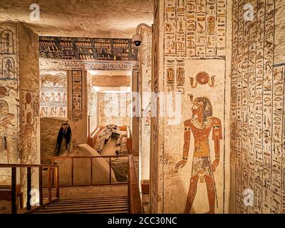 January 2020 - Luxor, Egypt: KV9, Kings' Valley No. 9, Tomb of Memnon, tomb of the pharaohs from the 20th dynasty: Ramses V and Ramses VI.