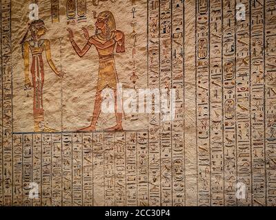January 2020 - Luxor, Egypt: KV9, Kings' Valley No. 9, Tomb of Memnon, tomb of the pharaohs from the 20th dynasty: Ramses V and Ramses VI.