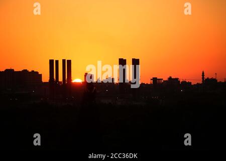 Middle Of The Gaza Strip, The Gaza Strip, Palestine. 17th Aug, 2020. Gaza power plant in the middle of the Gaza Strip, the power plant will stop operating due to lack of fuel as a result of the Israeli closure of Karm Abu Salem crossing, escalation between Gaza and Israel breakout science few days. Credit: Hassan Jedi/Quds Net News/ZUMA Wire/Alamy Live News Stock Photo