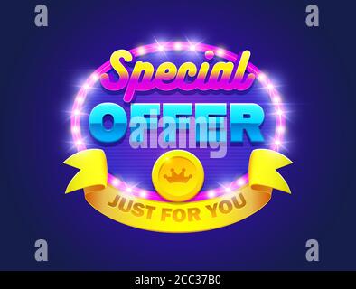 Retro sign with lamp Special offer badges.Special offer illustration. Vector illustration Stock Vector