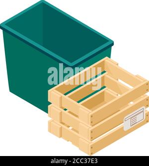 Rectangular container icon, isometric style Stock Vector