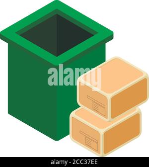 Garbage recycling icon, isometric style Stock Vector