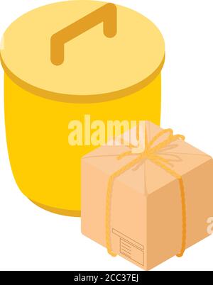 Rubbish bin icon, isometric style Stock Vector