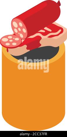Food trash icon, isometric style Stock Vector