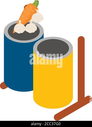 Food waste icon, isometric style Stock Vector