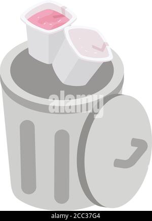 Trash basket icon, isometric style Stock Vector
