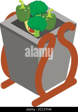 Organic garbage icon, isometric style Stock Vector