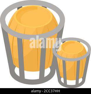 Wooden trashcan icon, isometric style Stock Vector