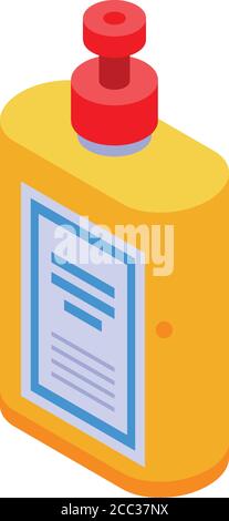 Dry cleaning chemical bottle icon, isometric style Stock Vector