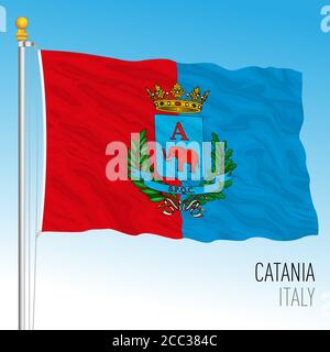 City of Catania official flag, Sicily, Italy, vector illustration Stock Vector