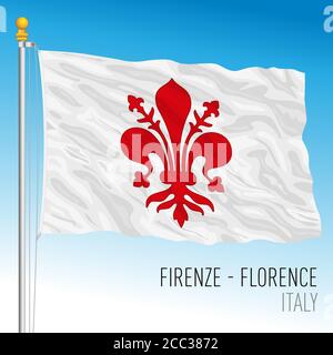 City of Florence official flag, Tuscany, Italy, vector illustration Stock Vector