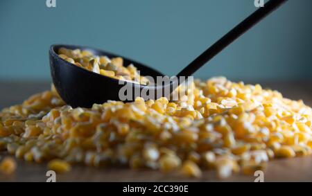 Corn for hominy. Dish known in different regions of Brazil, hominy can be white or yellow when made with corn. It has several benefits for our health. Stock Photo