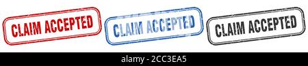 claim accepted square isolated sign set. claim accepted stamp Stock Vector