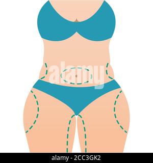 Plastic surgery body icon in flat style Stock Vector