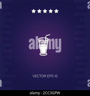 drink glass with soda and straw vector icon modern illustration Stock Vector
