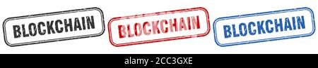 blockchain square isolated sign set. blockchain stamp Stock Vector