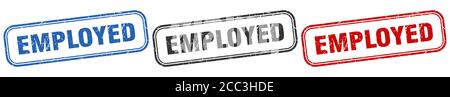 employed square isolated sign set. employed stamp Stock Vector
