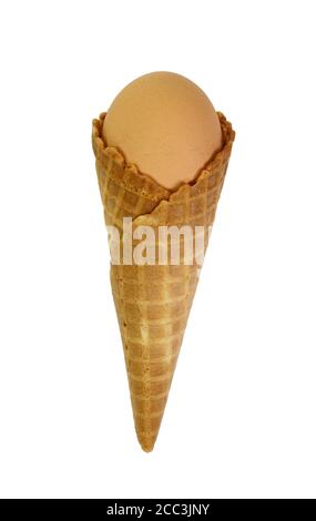 egg in waffle cup isolated Stock Photo