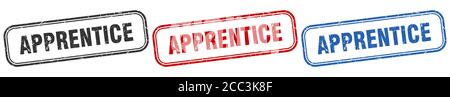 apprentice square isolated sign set. apprentice stamp Stock Vector