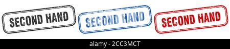 second hand square isolated sign set. second hand stamp Stock Vector
