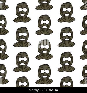 balaclava hat seamless doodle pattern, vector illustration Stock Vector