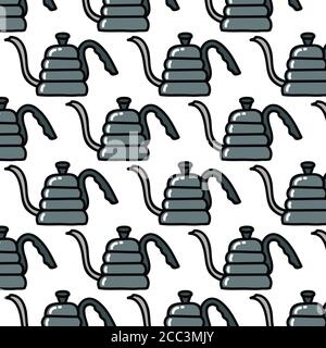 coffee kettle seamless doodle pattern, vector illustration Stock Vector