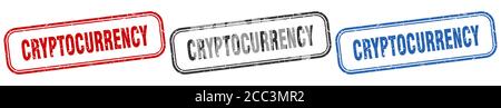 cryptocurrency square isolated sign set. cryptocurrency stamp Stock Vector