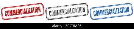 commercialization square isolated sign set. commercialization stamp Stock Vector