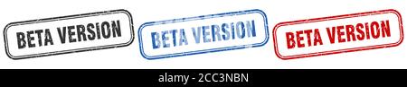 beta version square isolated sign set. beta version stamp Stock Vector