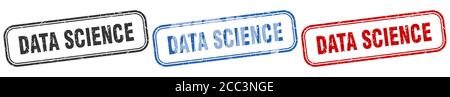data science square isolated sign set. data science stamp Stock Vector