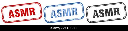 asmr square isolated sign set. asmr stamp Stock Vector