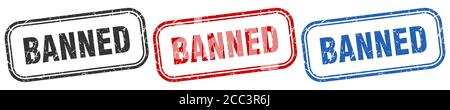 banned square isolated sign set. banned stamp Stock Vector