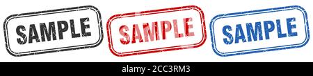 sample square isolated sign set. sample stamp Stock Vector