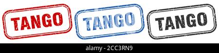 tango square isolated sign set. tango stamp Stock Vector