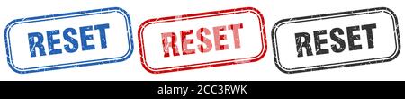reset square isolated sign set. reset stamp Stock Vector
