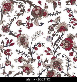 traditional indian paisley pattern on white background Stock Vector