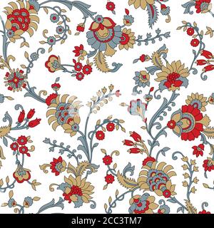 traditional indian paisley pattern on white background Stock Vector