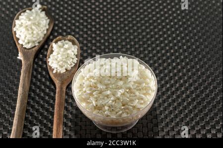 White corn for Canjica. Dish known in different regions of Brazil, hominy can be white or yellow when made with corn. It has several benefits for our Stock Photo