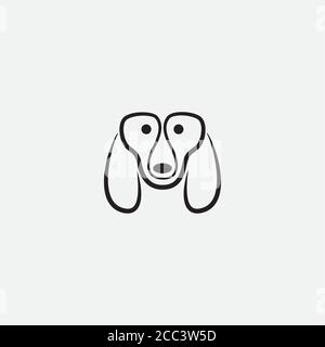 Basset Hound dog line head face logo design icon mascot Stock Vector