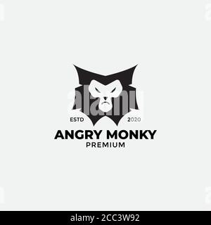 Gee's golden langur monkey face logo design Stock Vector