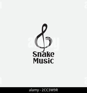 music notes and snake modern logo design Stock Vector